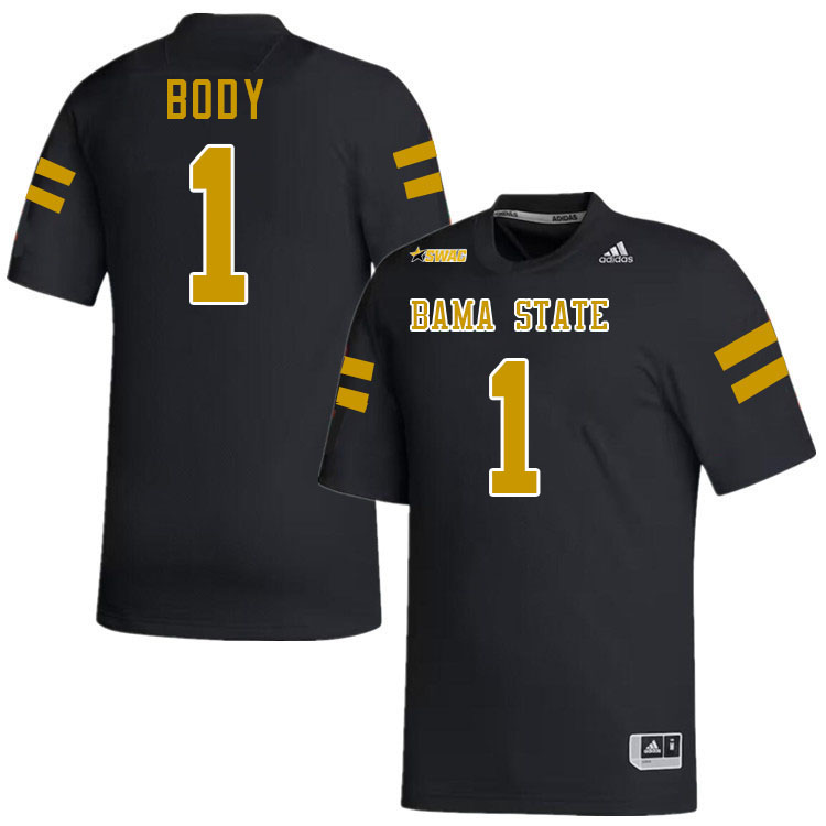 Alabama State Hornets #1 Andrew Body College Football Jerseys Stitched-Black